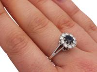 0.78ct Sapphire & 0.74ct Diamond, 18ct White Gold Dress Ring - Vintage c.1980 (8 of 9) 0.78ct Sapphire & 0.74ct Diamond, 18ct White Gold Dress Ring - Vintage c.1980 (8 of 9)