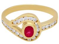 0.28ct Ruby 7 0.39ct Diamond, 18ct Yellow Gold Twist Ring - Vintage c.1980 (3 of 9) 0.28ct Ruby 7 0.39ct Diamond, 18ct Yellow Gold Twist Ring - Vintage c.1980 (3 of 9)