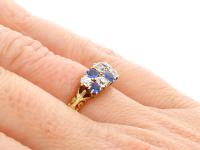 0.80ct Sapphire & 0.62ct Diamond, 18ct Yellow Gold Dress Ring - Antique c.1890 (8 of 9) 0.80ct Sapphire & 0.62ct Diamond, 18ct Yellow Gold Dress Ring - Antique c.1890 (8 of 9)