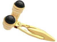 Black Onyx Cufflinks in 18ct Yellow Gold - Art Deco Style - Vintage c.1960 (4 of 9) Black Onyx Cufflinks in 18ct Yellow Gold - Art Deco Style - Vintage c.1960 (4 of 9)