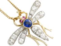 0.45ct Sapphire, 0.92ct Diamond & Ruby, 14ct Yellow Gold Dragonfly Pendant / Brooch - Antique c.1890 (4 of 12) 0.45ct Sapphire, 0.92ct Diamond & Ruby, 14ct Yellow Gold Dragonfly Pendant / Brooch - Antique c.1890 (4 of 12)