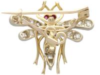 0.45ct Sapphire, 0.92ct Diamond & Ruby, 14ct Yellow Gold Dragonfly Pendant / Brooch - Antique c.1890 (7 of 12) 0.45ct Sapphire, 0.92ct Diamond & Ruby, 14ct Yellow Gold Dragonfly Pendant / Brooch - Antique c.1890 (7 of 12)