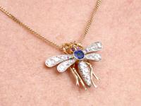 0.45ct Sapphire, 0.92ct Diamond & Ruby, 14ct Yellow Gold Dragonfly Pendant / Brooch - Antique c.1890 (11 of 12) 0.45ct Sapphire, 0.92ct Diamond & Ruby, 14ct Yellow Gold Dragonfly Pendant / Brooch - Antique c.1890 (11 of 12)