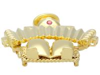 0.14ct Diamond & Ruby, 18ct Yellow Gold Accordion Brooch - Vintage c.1950 (4 of 9) 0.14ct Diamond & Ruby, 18ct Yellow Gold Accordion Brooch - Vintage c.1950 (4 of 9)
