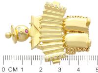 0.14ct Diamond & Ruby, 18ct Yellow Gold Accordion Brooch - Vintage c.1950 (7 of 9) 0.14ct Diamond & Ruby, 18ct Yellow Gold Accordion Brooch - Vintage c.1950 (7 of 9)