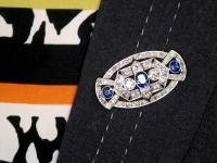 5.68ct Diamond & 2.35ct Sapphire, Platinum Brooch - Art Deco c.1930 (9 of 9) 5.68ct Diamond & 2.35ct Sapphire, Platinum Brooch - Art Deco c.1930 (9 of 9)
