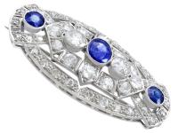 5.68ct Diamond & 2.35ct Sapphire, Platinum Brooch - Art Deco c.1930 (2 of 9) 5.68ct Diamond & 2.35ct Sapphire, Platinum Brooch - Art Deco c.1930 (2 of 9)