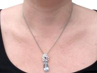 11.20ct Aquamarine and 2.37ct Diamond, Platinum & 18ct White Gold Pendant - Vintage c.1950 (8 of 9) 11.20ct Aquamarine and 2.37ct Diamond, Platinum & 18ct White Gold Pendant - Vintage c.1950 (8 of 9)