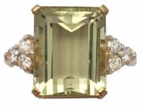 Vintage 7.84ct Citrine & 0.32ct Diamond, 18ct Yellow Gold Dress Ring - 1989