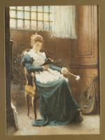 Charles Gogin - Watercolour - Lady Sat Reading (2 of 3) Charles Gogin - Watercolour - Lady Sat Reading (2 of 3)