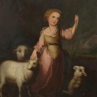 Pair Mid 19th Century Oils on Canvas of a Girl & Boy with Sheep (2 of 4) Pair Mid 19th Century Oils on Canvas of a Girl & Boy with Sheep (2 of 4)