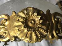 1 Large Vintage 1920's French Rococo Brass Chandelier Lighting 7 Branch Glass Dome 1 Large Vintage 1920's French Rococo Brass Chandelier Lighting 7 Branch Glass Dome
