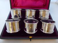 Boxed Set 6 Hallmarked Solid 1927 Silver Napkin Rings Serviette Ring Numbered (2 of 9) Boxed Set 6 Hallmarked Solid 1927 Silver Napkin Rings Serviette Ring Numbered (2 of 9)