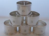 Boxed Set 6 Hallmarked Solid 1927 Silver Napkin Rings Serviette Ring Numbered (3 of 9) Boxed Set 6 Hallmarked Solid 1927 Silver Napkin Rings Serviette Ring Numbered (3 of 9)