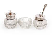 Antique Edwardian Silver Plated Golf Cruet with Three Cut Glass Bottles (5 of 5)