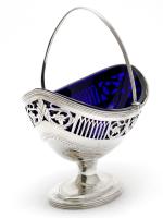 Silver George III Sugar Basket with Blue Glass Liner (6 of 7) Silver George III Sugar Basket with Blue Glass Liner (6 of 7)