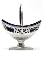 Silver George III Sugar Basket with Blue Glass Liner (3 of 7) Silver George III Sugar Basket with Blue Glass Liner (3 of 7)