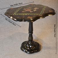 Antique Ebonised Papier Mache Mother of Pearl Side Lamp / Wine / Tilt Table c.1870 (9 of 9) Antique Ebonised Papier Mache Mother of Pearl Side Lamp / Wine / Tilt Table c.1870 (9 of 9)