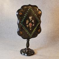 Antique Ebonised Papier Mache Mother of Pearl Side Lamp / Wine / Tilt Table c.1870 (7 of 9) Antique Ebonised Papier Mache Mother of Pearl Side Lamp / Wine / Tilt Table c.1870 (7 of 9)