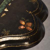 Antique Ebonised Papier Mache Mother of Pearl Side Lamp / Wine / Tilt Table c.1870 (2 of 9) Antique Ebonised Papier Mache Mother of Pearl Side Lamp / Wine / Tilt Table c.1870 (2 of 9)