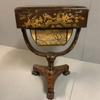 Regency Chinoiserie Sewing Table with Original Silk Sewing Bag (3 of 10) Regency Chinoiserie Sewing Table with Original Silk Sewing Bag (3 of 10)
