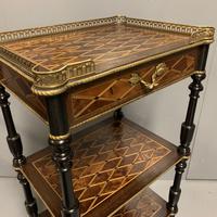 French Geometric Inlaid Amboyna Etagere Side Table (10 of 10) French Geometric Inlaid Amboyna Etagere Side Table (10 of 10)