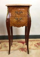 French Marquetry Bedside Tables Cabinets with Marble Tops Louis XV Bombe Style (11 of 14) French Marquetry Bedside Tables Cabinets with Marble Tops Louis XV Bombe Style (11 of 14)