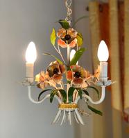 Vintage French Petite 3 Arm Toleware Chandelier Ceiling Light (6 of 12) Vintage French Petite 3 Arm Toleware Chandelier Ceiling Light (6 of 12)