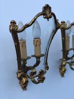French Gilded Bronze Twin Light Sconces Wall Lights with Curvaceous Glass (4 of 12) French Gilded Bronze Twin Light Sconces Wall Lights with Curvaceous Glass (4 of 12)