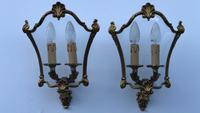French Gilded Bronze Twin Light Sconces Wall Lights with Curvaceous Glass (3 of 12) French Gilded Bronze Twin Light Sconces Wall Lights with Curvaceous Glass (3 of 12)