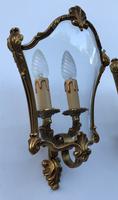 French Gilded Bronze Twin Light Sconces Wall Lights with Curvaceous Glass (6 of 12) French Gilded Bronze Twin Light Sconces Wall Lights with Curvaceous Glass (6 of 12)