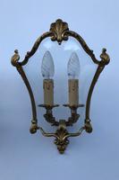 French Gilded Bronze Twin Light Sconces Wall Lights with Curvaceous Glass (12 of 12) French Gilded Bronze Twin Light Sconces Wall Lights with Curvaceous Glass (12 of 12)
