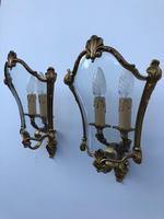 French Gilded Bronze Twin Light Sconces Wall Lights with Curvaceous Glass (11 of 12) French Gilded Bronze Twin Light Sconces Wall Lights with Curvaceous Glass (11 of 12)