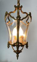 French Gilded Bronze Triple Light Hall Lantern (2 of 9) French Gilded Bronze Triple Light Hall Lantern (2 of 9)