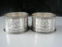 Pair of Antique Silver Aesthetic Napkin Rings, T & R Hayes, Birmingham 1884 (3 of 9) Pair of Antique Silver Aesthetic Napkin Rings, T & R Hayes, Birmingham 1884 (3 of 9)