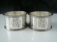 Pair of Antique Silver Aesthetic Napkin Rings, T & R Hayes, Birmingham 1884 (4 of 9) Pair of Antique Silver Aesthetic Napkin Rings, T & R Hayes, Birmingham 1884 (4 of 9)