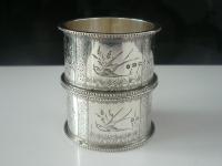 Pair of Antique Silver Aesthetic Napkin Rings, T & R Hayes, Birmingham 1884 (8 of 9) Pair of Antique Silver Aesthetic Napkin Rings, T & R Hayes, Birmingham 1884 (8 of 9)