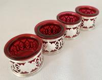 Four Numbered Cranberry & Plated Salts (3 of 4) Four Numbered Cranberry & Plated Salts (3 of 4)
