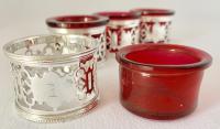 Four Numbered Cranberry & Plated Salts (4 of 4) Four Numbered Cranberry & Plated Salts (4 of 4)