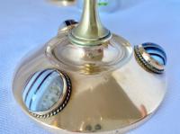 Agate Cabochon & Brass Pugin Influenced Candlesticks c.1870 (4 of 6) Agate Cabochon & Brass Pugin Influenced Candlesticks c.1870 (4 of 6)