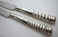 Pair 1802 Antique George III Sterling Silver Table / Dinner Knives, Moses Brent, Dread God Motto (3 of 10) Pair 1802 Antique George III Sterling Silver Table / Dinner Knives, Moses Brent, Dread God Motto (3 of 10)