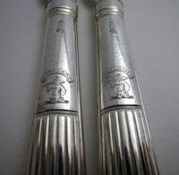 Pair 1802 Antique George III Sterling Silver Table / Dinner Knives, Moses Brent, Dread God Motto (5 of 10) Pair 1802 Antique George III Sterling Silver Table / Dinner Knives, Moses Brent, Dread God Motto (5 of 10)