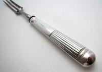 Moses Brent George III Sterling Silver & Steel Antique Large Three-Prong Table Fork 1802 Motto Dread God (8 of 9) Moses Brent George III Sterling Silver & Steel Antique Large Three-Prong Table Fork 1802 Motto Dread God (8 of 9)