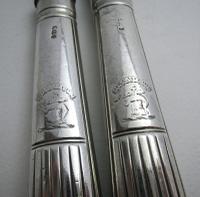 Very Large 13" Antique 1802 Georgian-George III Sterling Silver & Steel Serving Carving Knife + Fork Set, by Moses Brent, Motto Dread God. (8 of 8) Very Large 13" Antique 1802 Georgian-George III Sterling Silver & Steel Serving Carving Knife + Fork Set, by Moses Brent, Motto Dread God. (8 of 8)