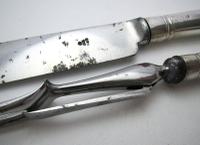Very Large 13" Antique 1802 Georgian-George III Sterling Silver & Steel Serving Carving Knife + Fork Set, by Moses Brent, Motto Dread God. (5 of 8) Very Large 13" Antique 1802 Georgian-George III Sterling Silver & Steel Serving Carving Knife + Fork Set, by Moses Brent, Motto Dread God. (5 of 8)
