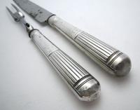 Very Large 13" Antique 1802 Georgian-George III Sterling Silver & Steel Serving Carving Knife + Fork Set, by Moses Brent, Motto Dread God. (7 of 8) Very Large 13" Antique 1802 Georgian-George III Sterling Silver & Steel Serving Carving Knife + Fork Set, by Moses Brent, Motto Dread God. (7 of 8)