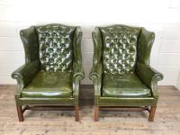 Pair of Green Button Back Chesterfield Wing Back Armchairs (2 of 14) Pair of Green Button Back Chesterfield Wing Back Armchairs (2 of 14)