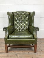 Pair of Green Button Back Chesterfield Wing Back Armchairs (6 of 14) Pair of Green Button Back Chesterfield Wing Back Armchairs (6 of 14)