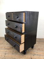 Ebonised Mahogany Two Part Campaign Style Chest of Drawers (10 of 12) Ebonised Mahogany Two Part Campaign Style Chest of Drawers (10 of 12)