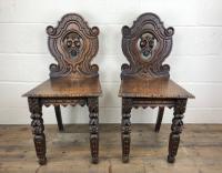 Pair of Antique Carved Oak Hall Chairs (2 of 11) Pair of Antique Carved Oak Hall Chairs (2 of 11)